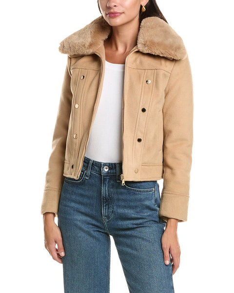 La Fiorentina Faux Fur Collar Cropped Jacket – Bluefly