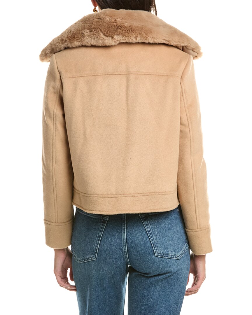La Fiorentina La Fiorentina Faux Fur Collar Cropped Jacket