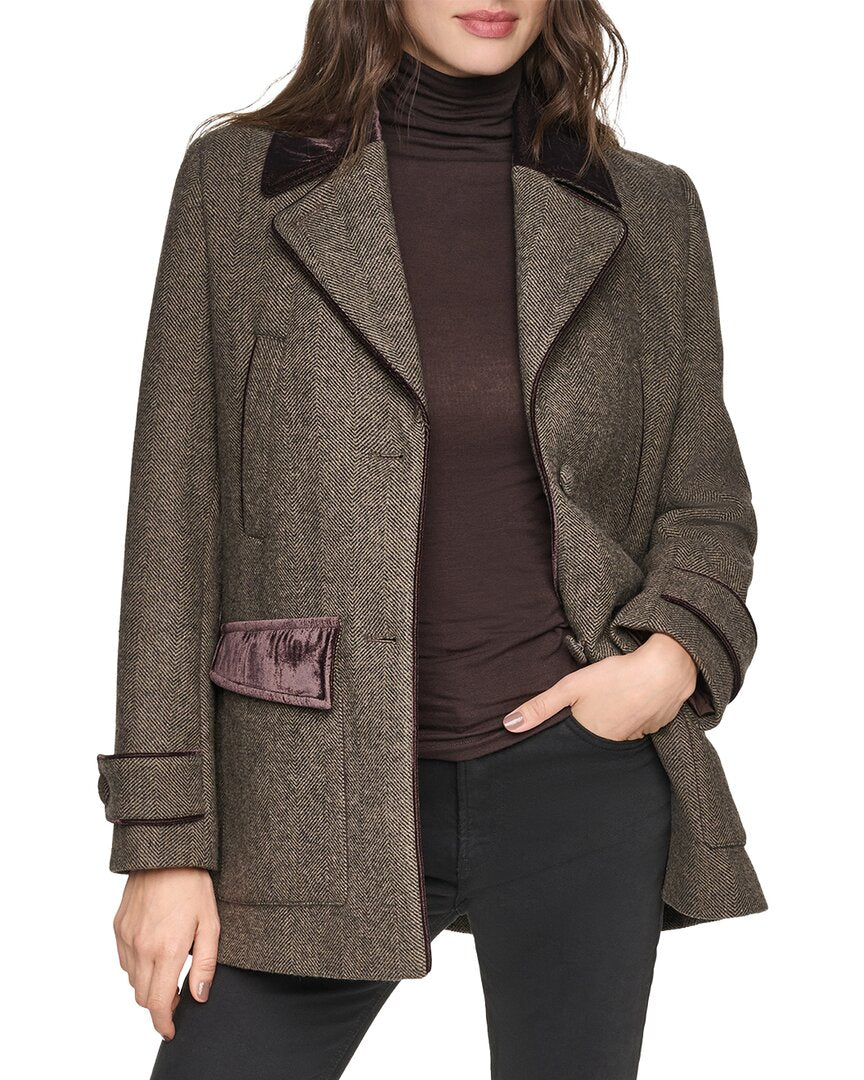 Andrew Marc Stansbury Herringbone Wool-Blend Blazer Coat