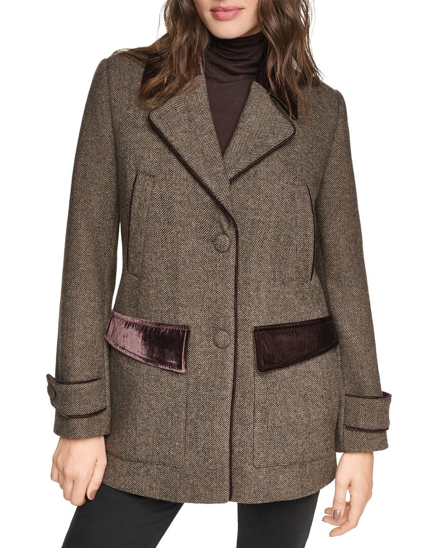 Andrew Marc Stansbury Herringbone Wool-Blend Blazer Coat