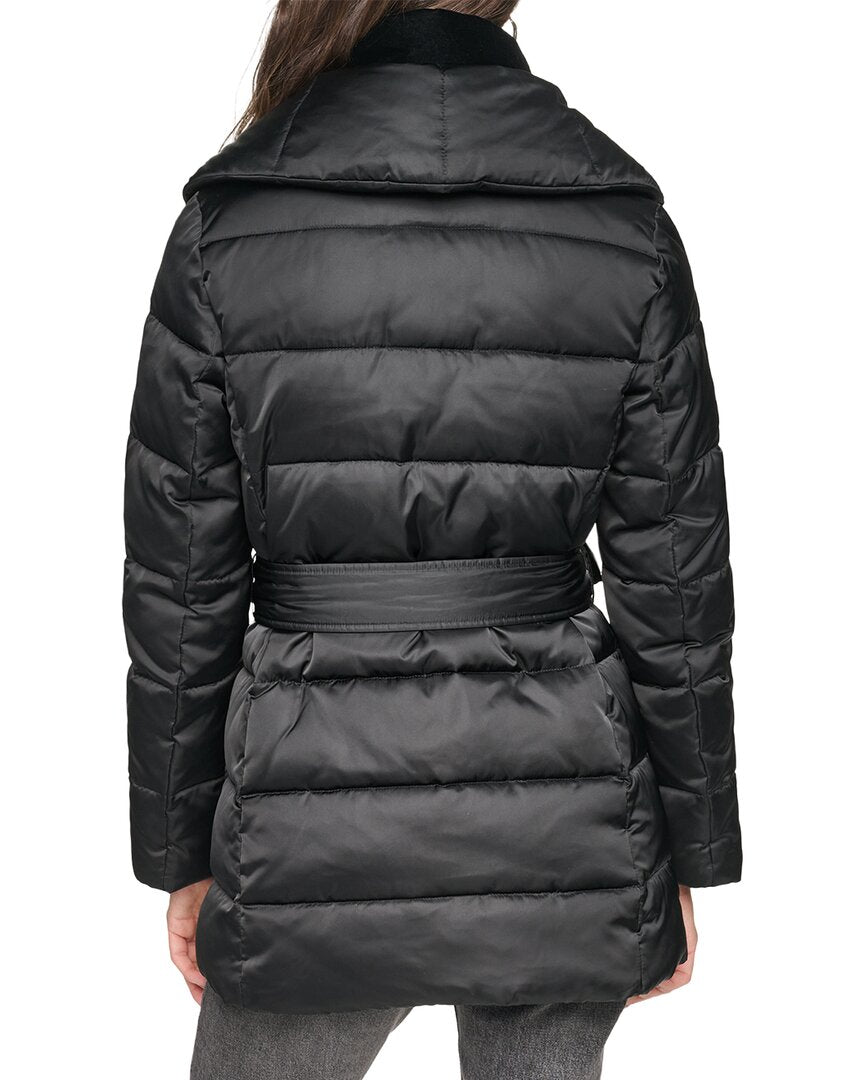 Andrew Marc Zamora Shawl Collar Belted Puffer Coat