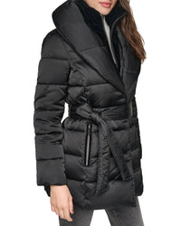 Andrew Marc Zamora Shawl Collar Belted Puffer Coat