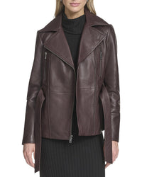 Andrew Marc Andrew Marc Violet Belted Leather Moto Jacket