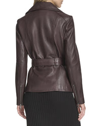 Andrew Marc Andrew Marc Violet Belted Leather Moto Jacket