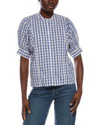 Madewell Puff Sleeve Band Collar Shirt
