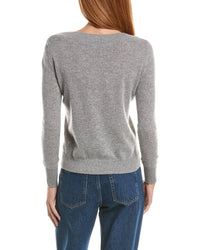 sofiacashmere Sofiacashmere Deep Wide Trim V-Neck 100% Cashmere Sweater