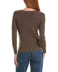 sofiacashmere Sofiacashmere Deep Wide Trim V-Neck 100% Cashmere Sweater