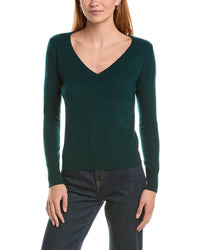 Sofiacashmere Deep Wide Trim V-Neck 100% Cashmere Sweater