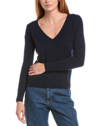 Sofiacashmere Deep Wide Trim V-Neck 100% Cashmere Sweater