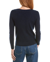 Sofiacashmere Deep Wide Trim V-Neck 100% Cashmere Sweater