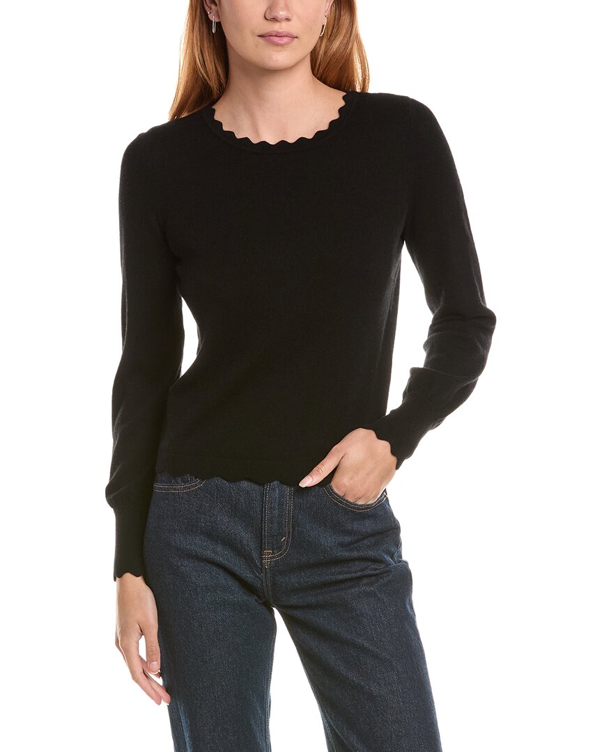 Sofiacashmere Scallop Trim Crewneck Wool & Cashmere-Blend Sweater