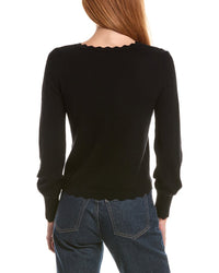 Sofiacashmere Scallop Trim Crewneck Wool & Cashmere-Blend Sweater