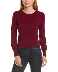 Sofiacashmere Scallop Trim Crewneck Wool & Cashmere-Blend Sweater