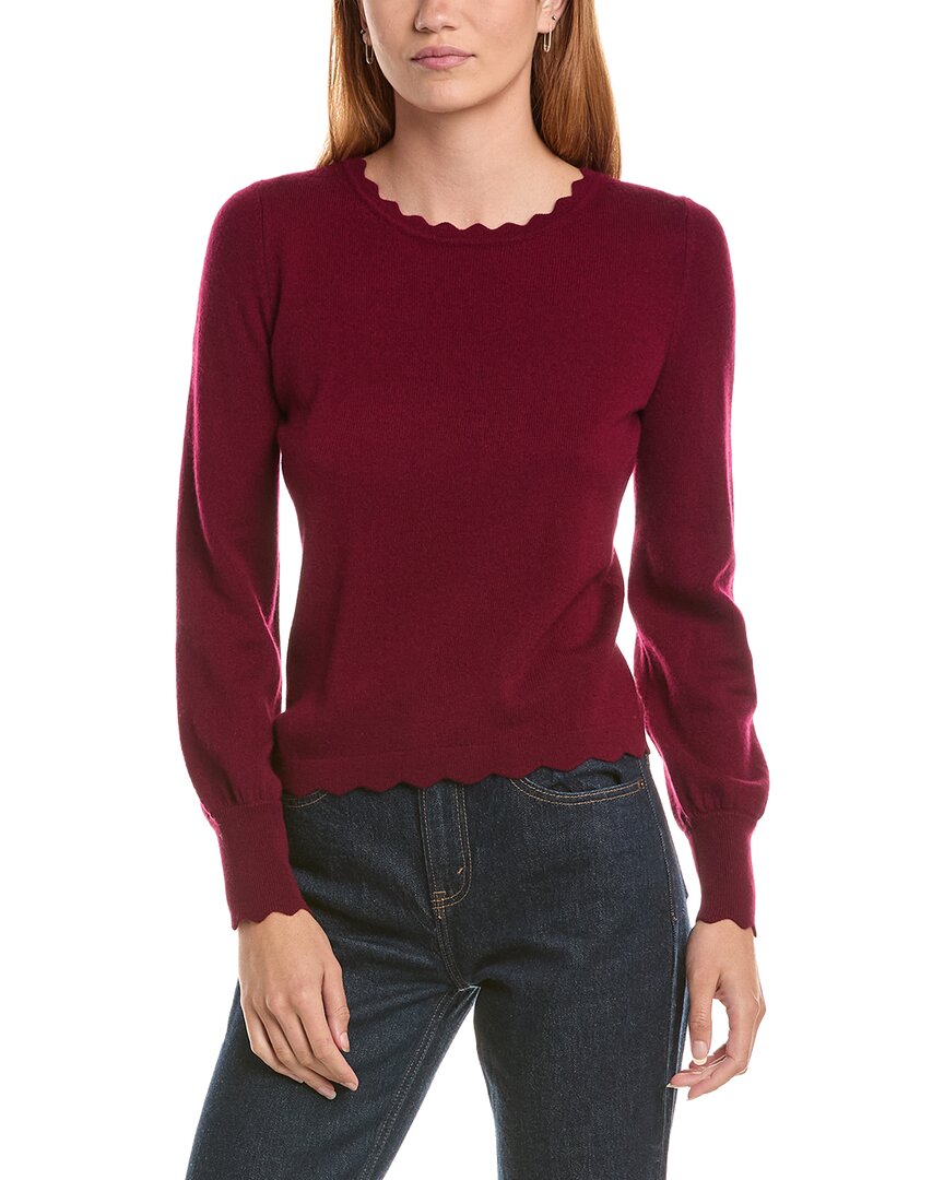 Sofiacashmere Scallop Trim Crewneck Wool & Cashmere-Blend Sweater