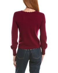 Sofiacashmere Scallop Trim Crewneck Wool & Cashmere-Blend Sweater