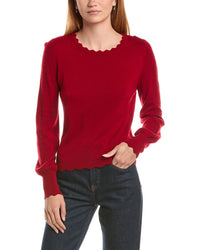 Sofiacashmere Scallop Trim Crewneck Wool & Cashmere-Blend Sweater