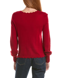 Sofiacashmere Scallop Trim Crewneck Wool & Cashmere-Blend Sweater