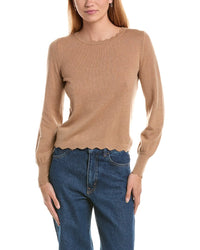 Sofiacashmere Scallop Trim Crewneck Wool & Cashmere-Blend Sweater