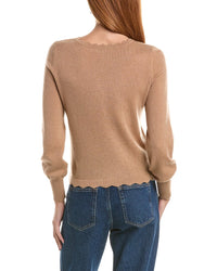 Sofiacashmere Scallop Trim Crewneck Wool & Cashmere-Blend Sweater