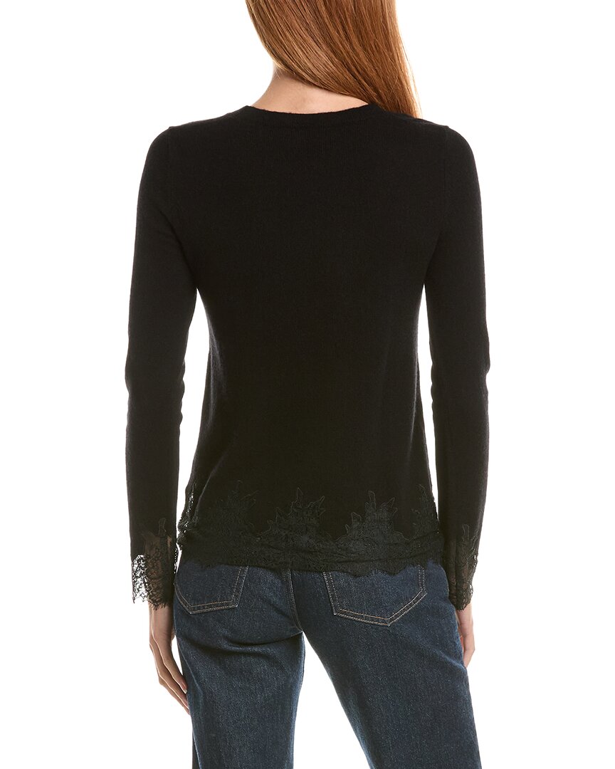 sofiacashmere Sofiacashmere Lace Inset Hem Wool & Cashmere-Blend Sweater