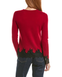Sofiacashmere Lace Inset Hem Wool & Cashmere-Blend Sweater