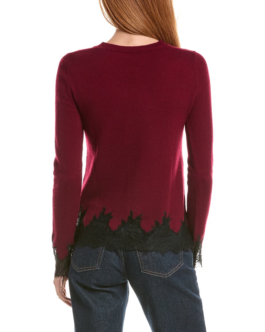 Sofiacashmere Lace Inset Hem Wool & Cashmere-Blend Sweater