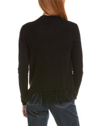 sofiacashmere Sofiacashmere Fringe Wool & Cashmere-Blend Cardigan