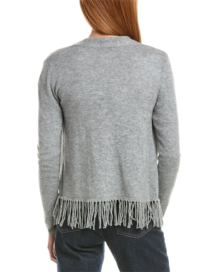 Sofiacashmere Fringe Wool & Cashmere-Blend Cardigan