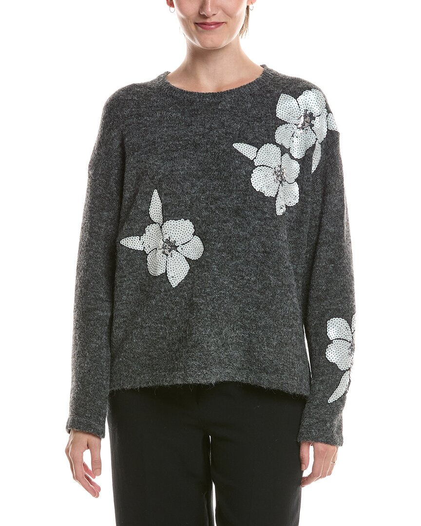 Picadilly Picadilly Floral Sequin Wool-Blend Sweater