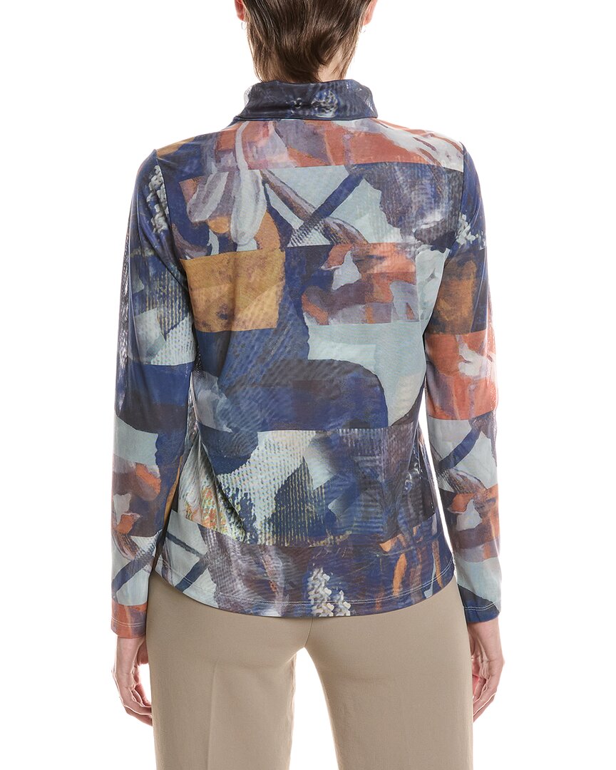 Picadilly Picadilly Mock Neck Printed Mesh Top