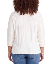 Picadilly Picadilly 3/4-Sleeve Textured Sweater