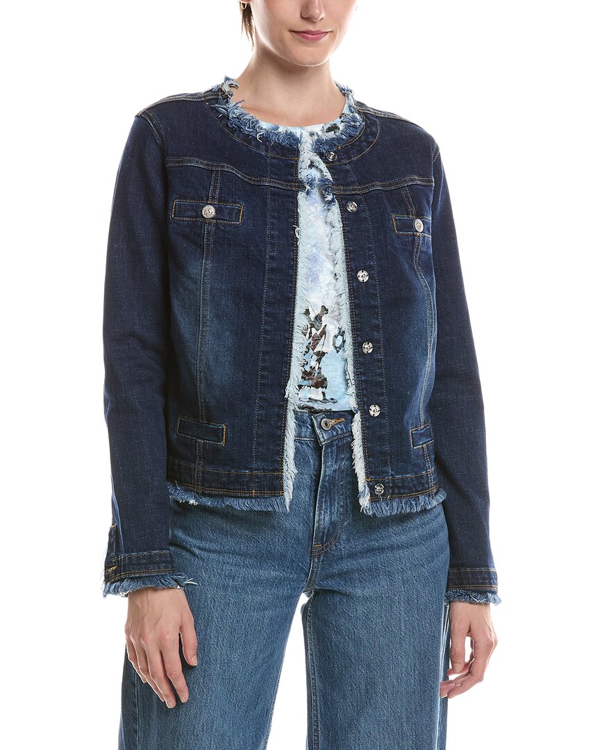 Picadilly Collarless Frayed Edge Denim Jacket