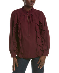Anne Klein Keyhole Neck Ruffle Blouse