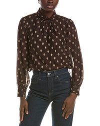 Anne Klein Shirred Collar Keyhole Blouse
