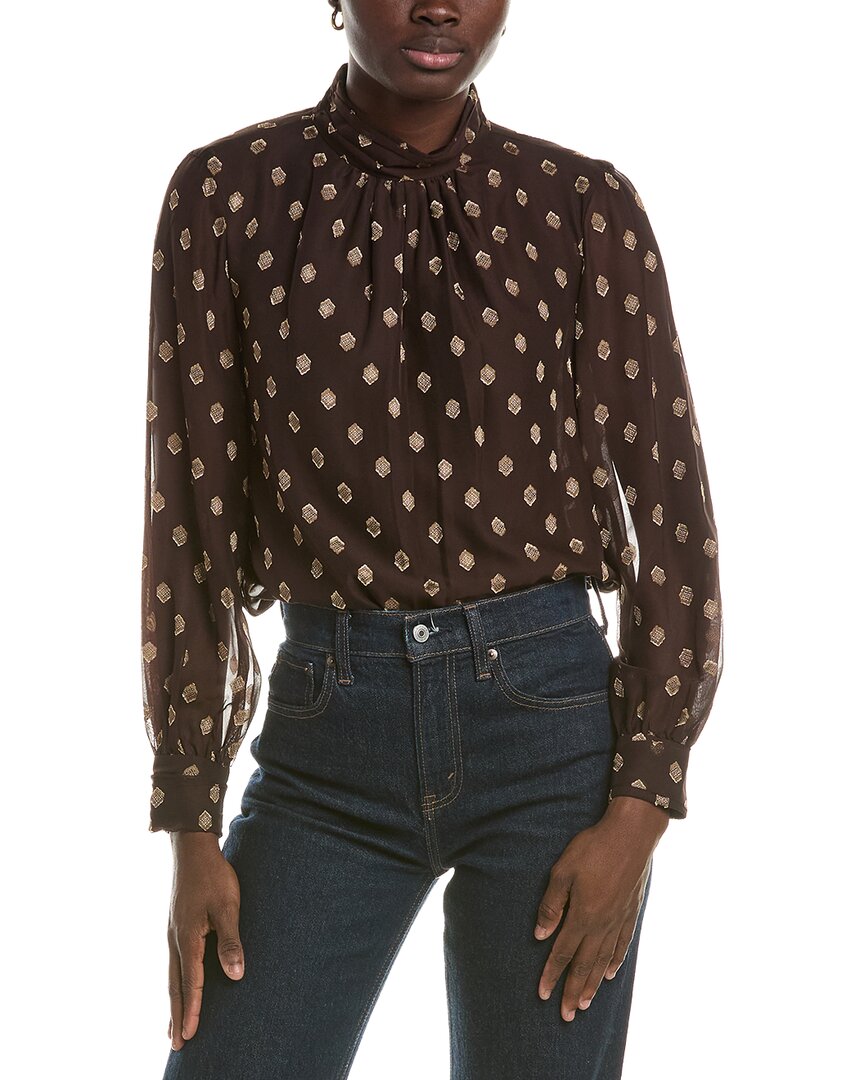 Anne Klein Shirred Collar Keyhole Blouse
