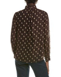 Anne Klein Shirred Collar Keyhole Blouse