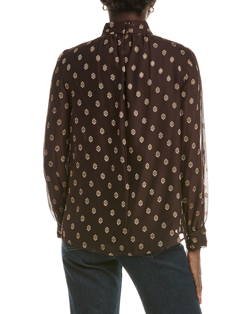 Anne Klein Shirred Collar Keyhole Blouse