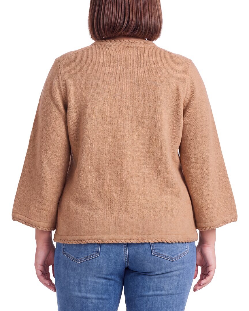 Anne Klein Plus Braid Trim Wool-Blend Sweater