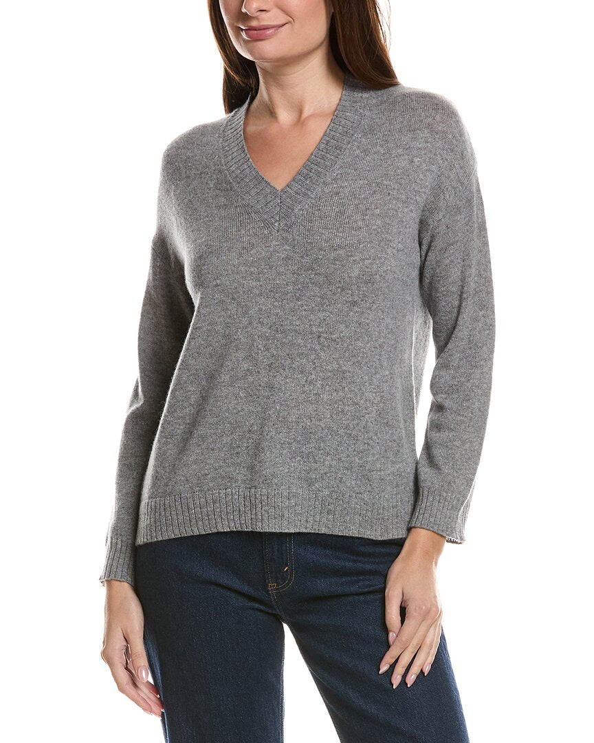 Hannah Rose Hannah Rose Basic V-Neck 100% Cashmere Sweater