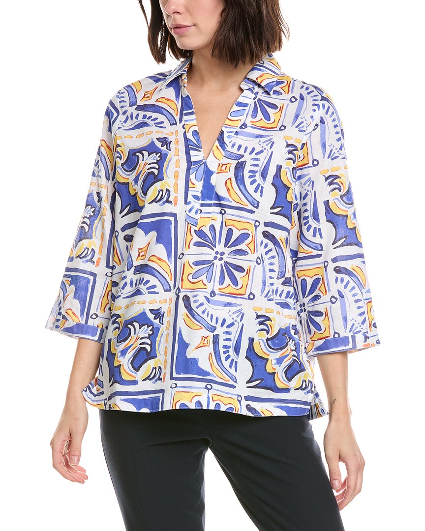 Stella Parker Alice Linen-Blend Tunic Top