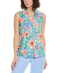 Stella Parker Constance Linen-Blend Blouse
