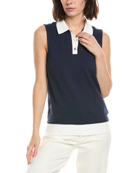 Stella Parker Tippi Contrast Collar Sleeveless Polo Shirt