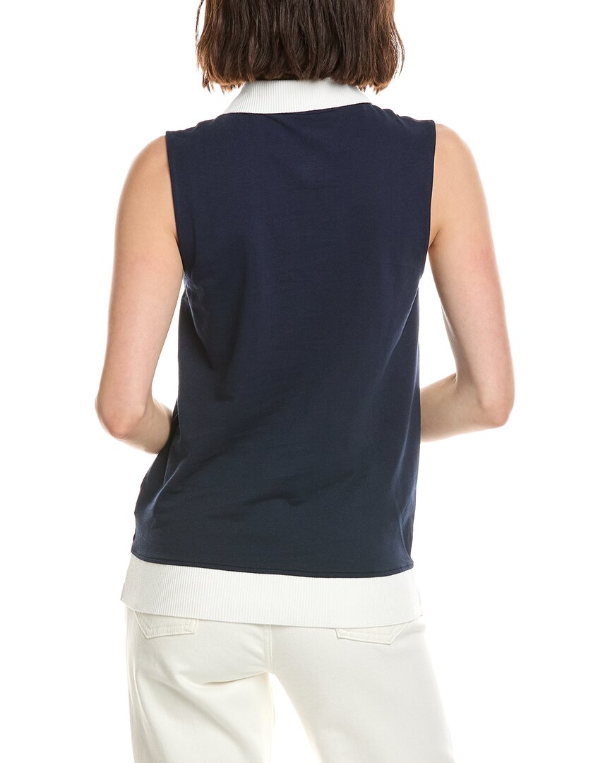 Stella Parker Tippi Contrast Collar Sleeveless Polo Shirt