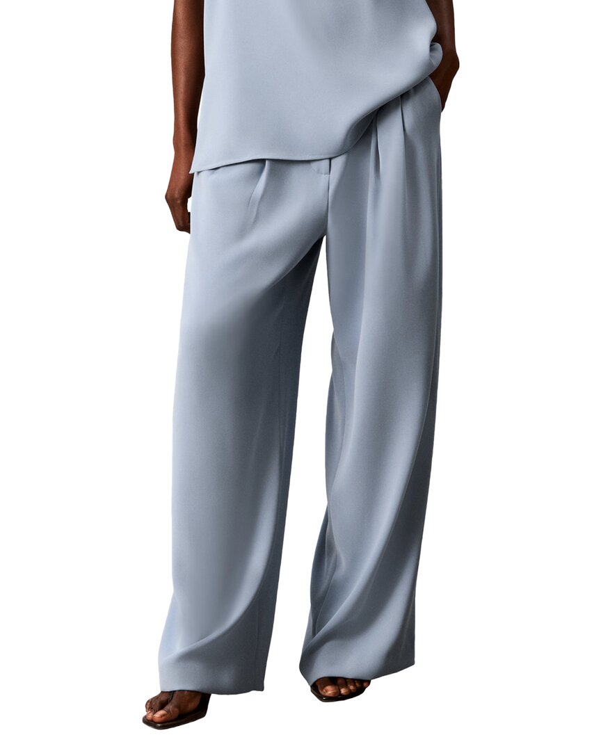 Calvin Klein High Rise Double Pleat Wide Leg Pant