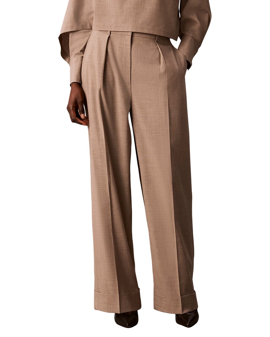 Calvin Klein Fly Front Cuffed Wide Leg Pant