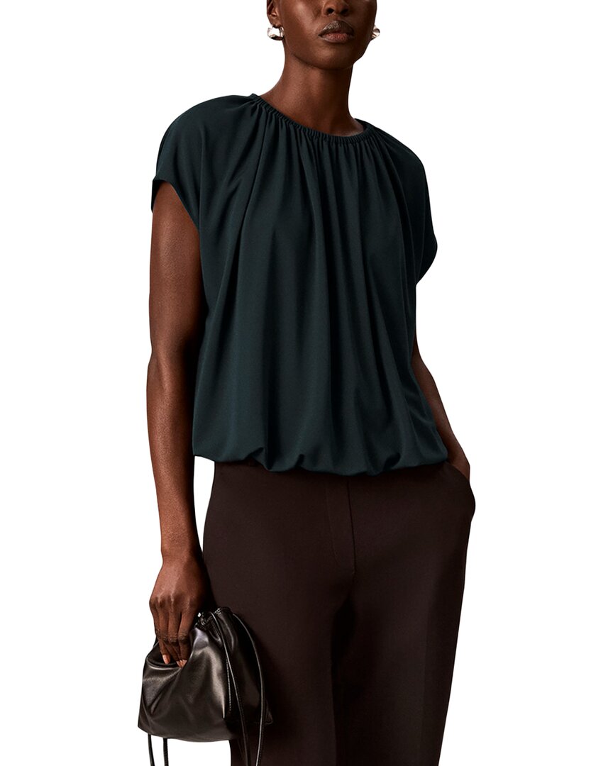 Calvin Klein Ext Shoulder Shirred Neck Top