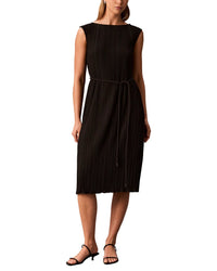 Calvin Klein Belted Pleated Boat Neck Midi Dress
