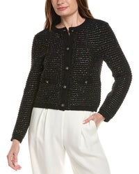 Milly Sequin Textured Wool-Blend Cardigan