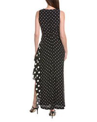 Milly Spencer Polka Dot Combo Sleeveless Ruffle Maxi Dress
