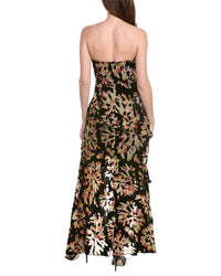 Milly Raelynn Confetti Burnout Velvet Ruffle Maxi Dress
